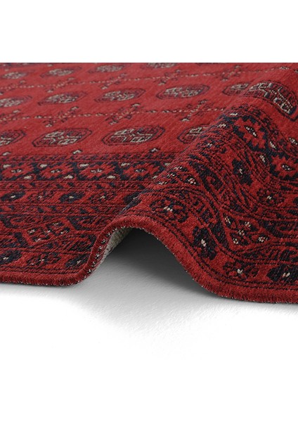Atlas 04 Kırmızı Mutfak Halısı Yıkanabilir Halı Kaymaz Taban Yolluk Afgan Halısı Salon Halısı