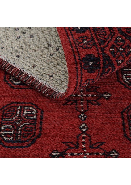Atlas 04 Kırmızı Mutfak Halısı Yıkanabilir Halı Kaymaz Taban Yolluk Afgan Halısı Salon Halısı