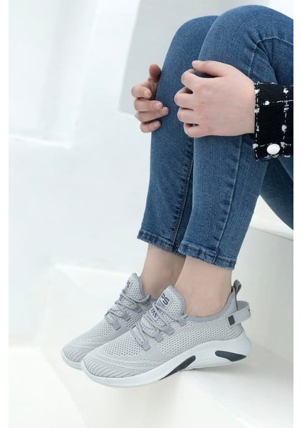 Çiğdem Kadın-Erkek Bez Triko Spor Ayakkabı - Açık Gri - 36 fiyatları