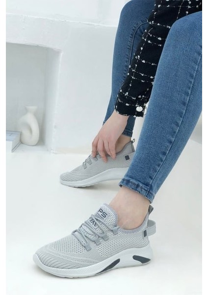 Çiğdem Kadın-Erkek Bez Triko Spor Ayakkabı - Açık Gri - 36 fırsatları