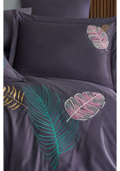 Talia Nakışlı %100 Pamuk Saten Çift Kişilik Nevresim Takımı Mor modelleri