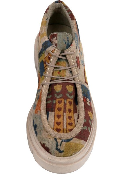 Kadın Vegan Krem Loafer - Anatolian Patterns Tasarım indirimleri