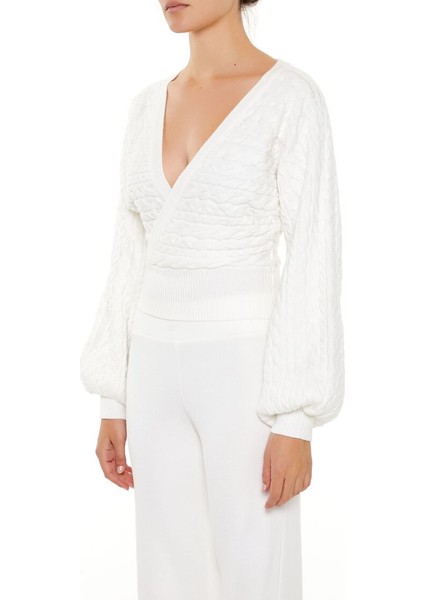 Örgü Kruvaze Yaka Kazak fiyatları