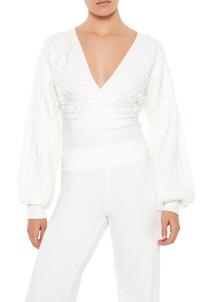 Örgü Kruvaze Yaka Kazak modelleri