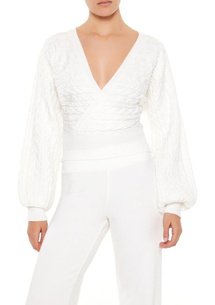 Örgü Kruvaze Yaka Kazak fırsatları