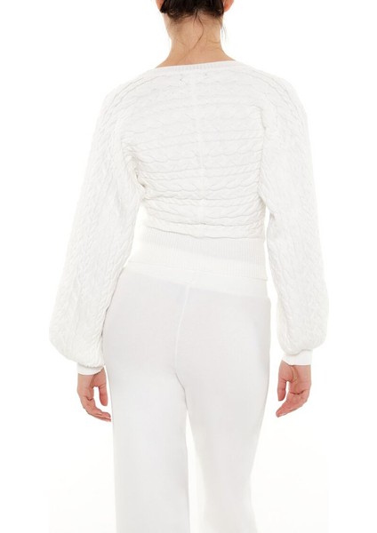 Örgü Kruvaze Yaka Kazak