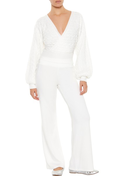 Örgü Kruvaze Yaka Kazak