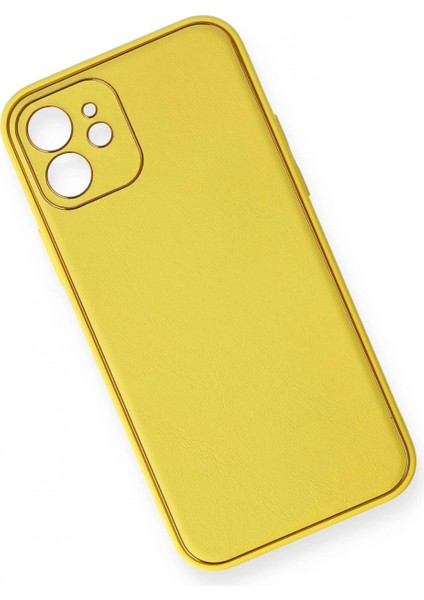 iPhone 12 Kılıf Coco Deri Silikon Kapak - Sarı fiyatları