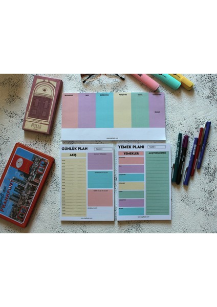 Gökkuşağı Planlayıcı Set 2 (Haftalık - Günlük - Yemek Planlayıcı ) 110 gr 40 Sayfa