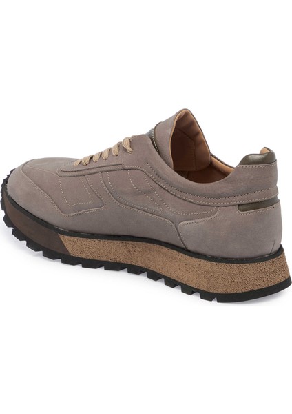 Gri Hakiki Nubuk Deri Erkek Sneaker - E23S1AY56359-A40