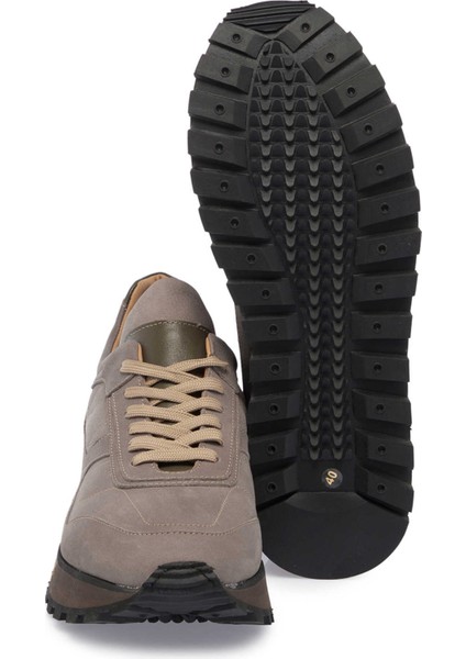 Gri Hakiki Nubuk Deri Erkek Sneaker - E23S1AY56359-A40