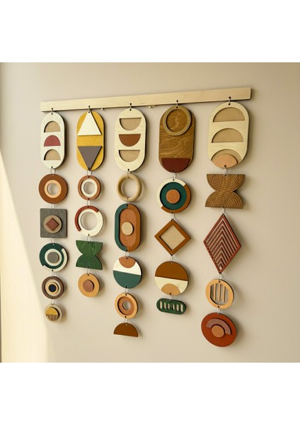 Modern Geometrik Bohem Ahşap Duvar Dekoru