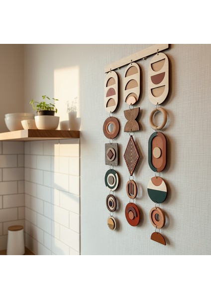 Modern Geometrik Bohem Ahşap Duvar Dekoru fiyatları