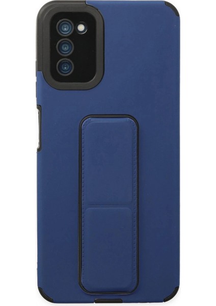 Samsung Galaxy A03S Kılıf Mega Standlı Silikon - Mavi