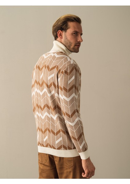 Erkek Ekru Regular Fit Kazak