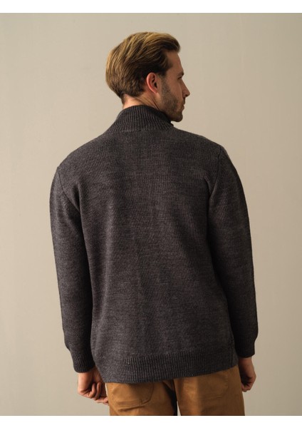 Erkek Antrasit Düğmeli Cep Detaylı Hırka