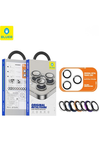 Metal Frame iPhone 17 Pro Max Uyumlu Orijinal Metal Kozmik / Gümüş Gri Silver Kamera Lens Koruyucu