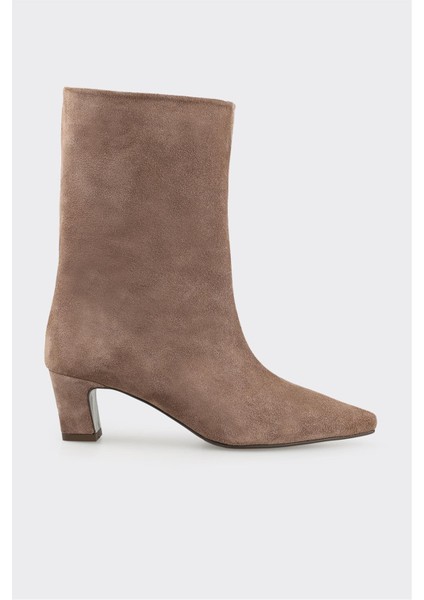 Vizon Deri Kadın Klasik Bot