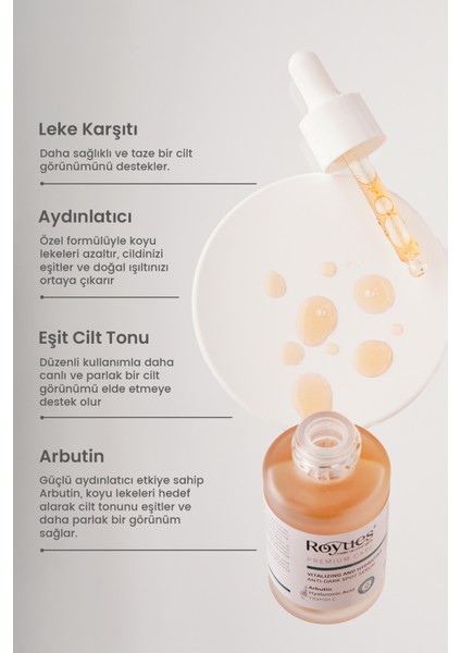 Koyu Leke Karşıtı Arbutin Cilt Serumu - Cilt Tonu Eşitleyici (Arbutin + Hyaluronik Asit + Vitamin C) fiyatları