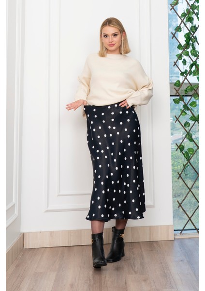 Puantiyeli Beli Lastikli Saten Viskon Etek 6822 fiyatları