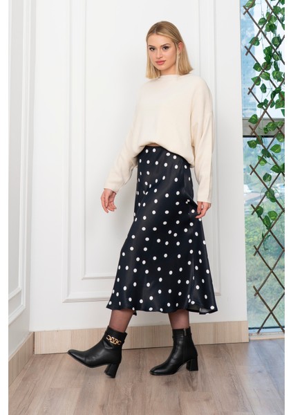 Puantiyeli Beli Lastikli Saten Viskon Etek 6822 fırsatları