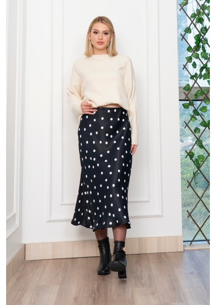 Puantiyeli Beli Lastikli Saten Viskon Etek 6822 indirimleri