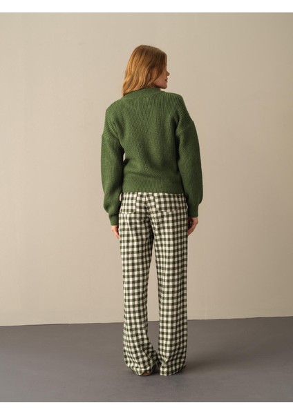 Kadın Yeşil Pamuklu Oversize Hırka