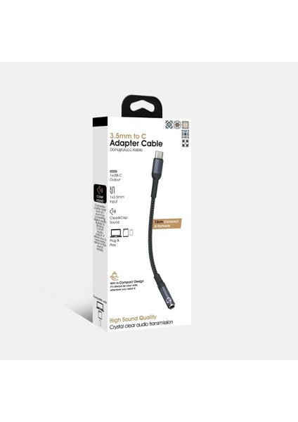 3.5 mm To Type-C Çevirici Dönüştürücü Ses Aktarıcı Kablo 12 cm Aux Type-C Çevirici fırsatları