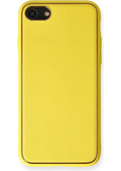 iPhone 7 Kılıf Coco Deri Silikon Kapak - Sarı