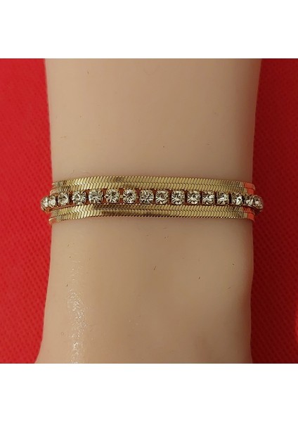 Ince Hasır Zincir Detaylı Su Yolu Çelik Bileklik