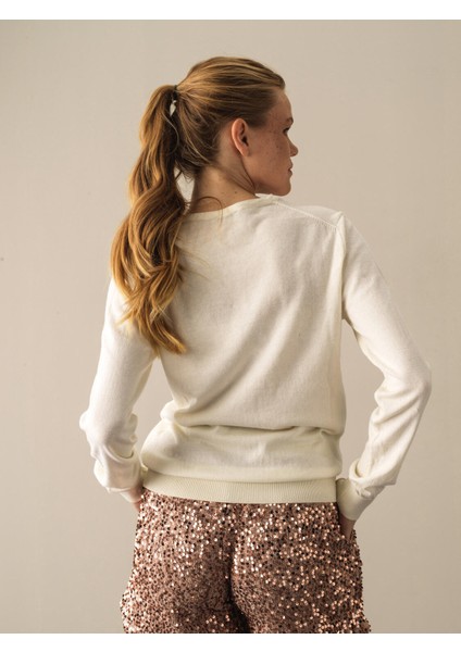 V Yaka %100 Pamuk Regular Fit Basic Kazak
