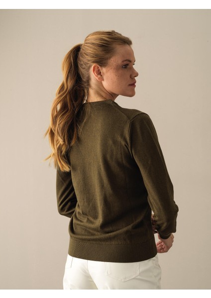 V Yaka %100 Pamuk Regular Fit Basic Kazak