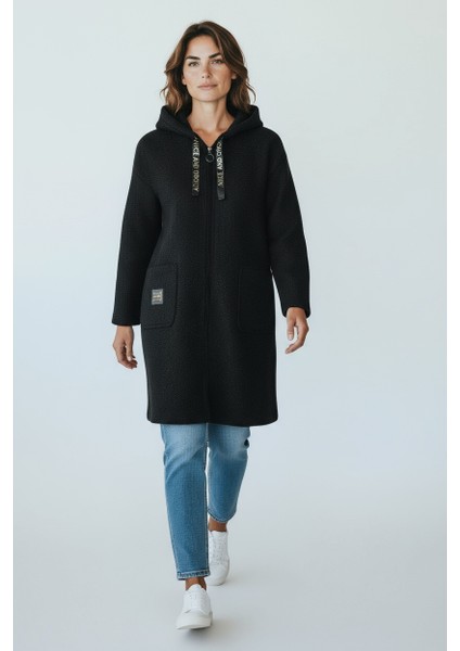 Kadın Üstten Cepli Kapüşonlu Önü Fermuarlı Kaşe Hırka fiyatları