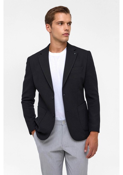 Slim Fit Desenli Mono Yaka Siyah Erkek Ceket CT2021600402 modelleri