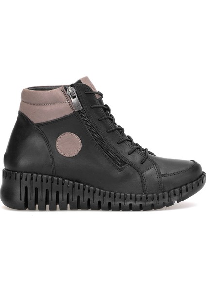 D25KB-1190 Kadın Hakiki Deri Düz Bot Siyah