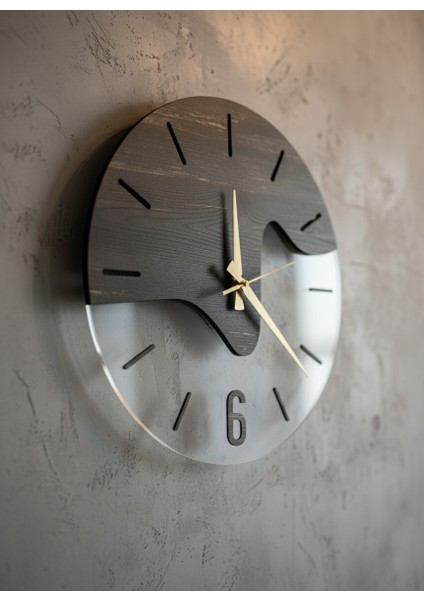 40 cm Modern Tasarım Ahşap Mdf & Pleksi Duvar Saati – Dekoratif Ev & Ofis Saat