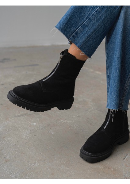 Sully Siyah Süet Hakiki Deri Kadın Bot