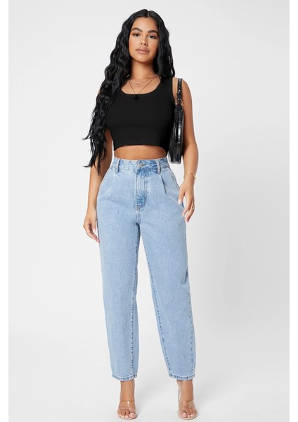 Kadın Siyah Kare Yaka Crop Top Bluz fırsatları