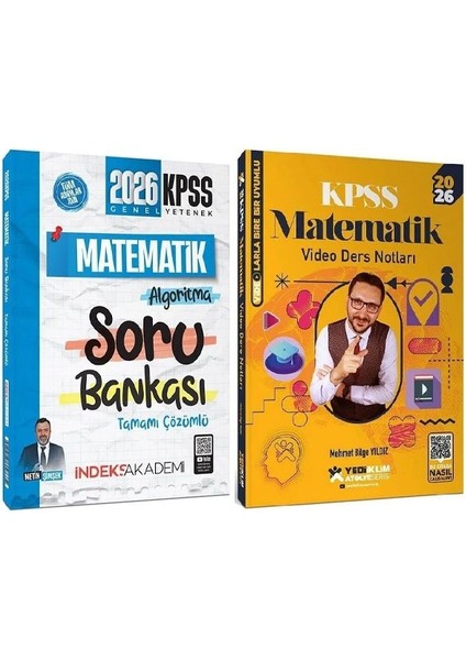 Yediiklim + Indeks 2026 Kpss Matematik Atölye Video Ders Notları + Soru Bankası 2 Li Set