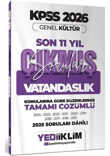 Yediiklim 2026 Kpss Vatandaşlık Çıkmış Sorular Son 11 Yıl Konularına Göre Çözümlü