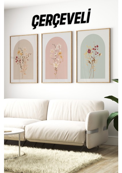 Ahşap Çerçeveli Mdf Tablo Seti Salon ve Oturma Odası Için ÇT3089 23 x 32