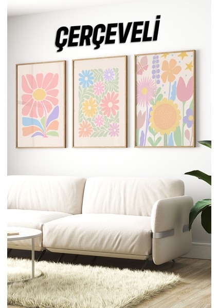 Ahşap Çerçeveli Mdf Tablo Seti Salon ve Oturma Odası Için ÇT3096 23 x 32