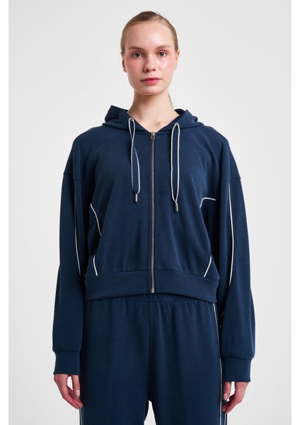 Kadın Fermuarlı Kapüşonlu Sweatshirt 25N-2113
