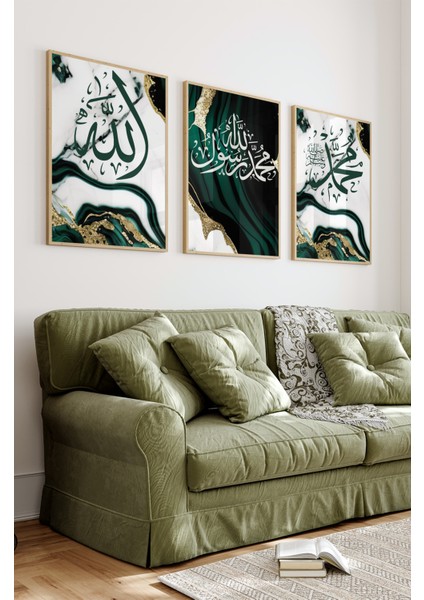 Ahşap Çerçeveli Mdf Tablo Seti Islami Salon ve Oturma Odası Için ÇT3081 23 x 32 fiyatları