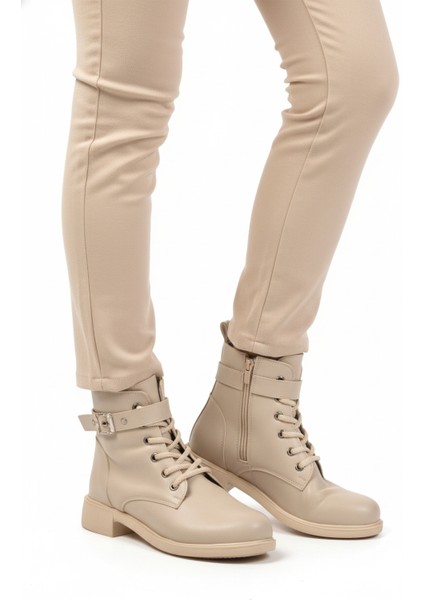 Bej Cilt Kaymaz Içi Polarlı Fermuarlı Kadın Bot 209151 Z