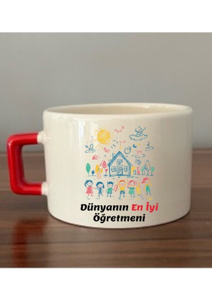 Okul Teması Baskılı Seramik Kupa Bardak Öğretmenler Günü Hediyesi