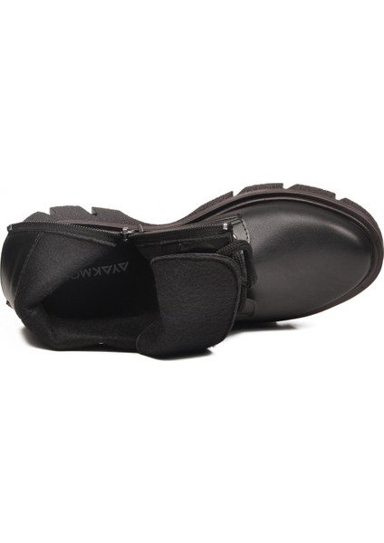 Siyah Cilt Bağcıklı Fermuarlı Polarlı Kaymaz Kadın Bot 351071 Z fırsatları