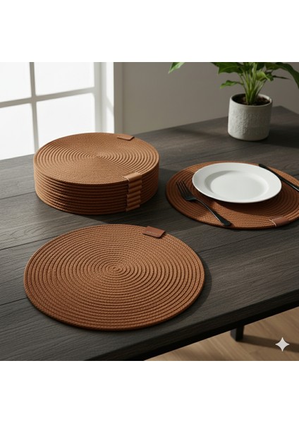 Amerikan Servis Runner 6 Lı Sunum Supla Çeyiz Takımı Örgü Tabak Altı Yanmaz