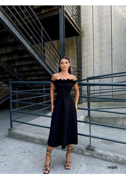 Gül Yaka A Model Midi Elbise