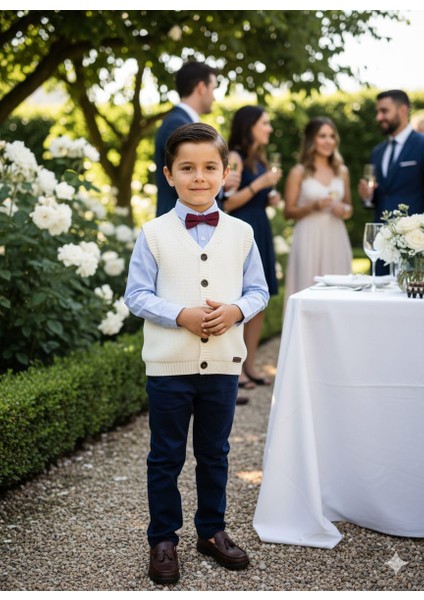 Erkek Çocuk Selanik Örgü Düğmeli Triko Yelek Abiye & Günlük Şık Kombin 5-8 Yaş fiyatları